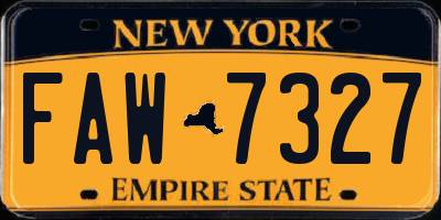 NY license plate FAW7327