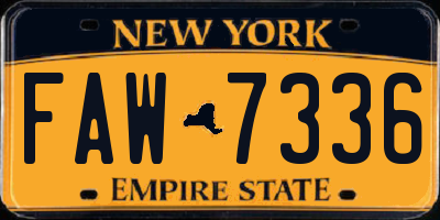 NY license plate FAW7336
