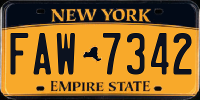 NY license plate FAW7342