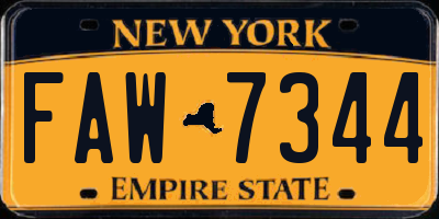 NY license plate FAW7344