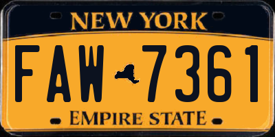 NY license plate FAW7361