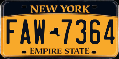 NY license plate FAW7364