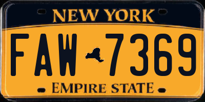 NY license plate FAW7369