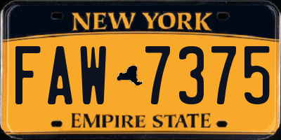 NY license plate FAW7375