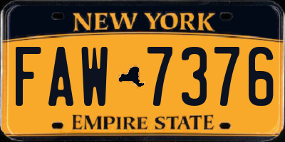 NY license plate FAW7376