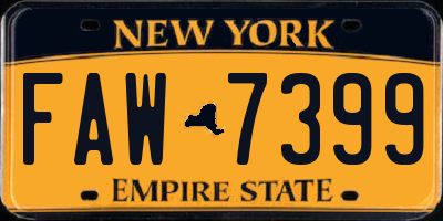 NY license plate FAW7399