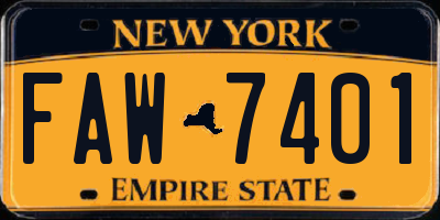 NY license plate FAW7401