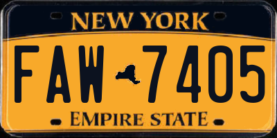 NY license plate FAW7405