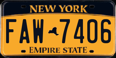 NY license plate FAW7406
