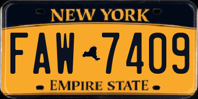 NY license plate FAW7409