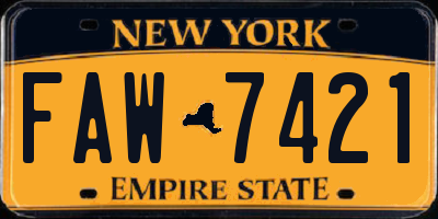 NY license plate FAW7421