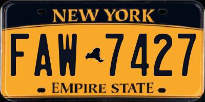 NY license plate FAW7427