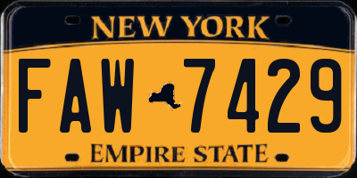 NY license plate FAW7429