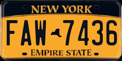 NY license plate FAW7436