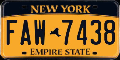 NY license plate FAW7438