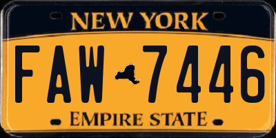 NY license plate FAW7446
