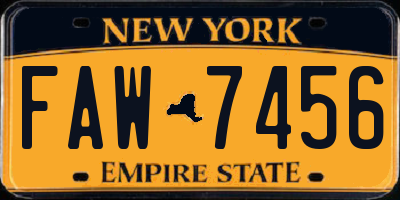 NY license plate FAW7456