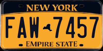 NY license plate FAW7457