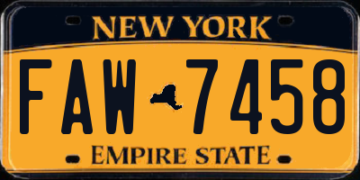 NY license plate FAW7458