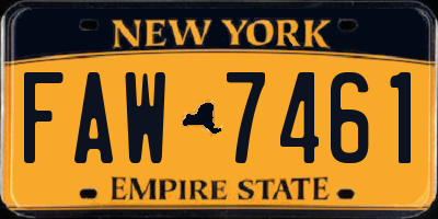 NY license plate FAW7461
