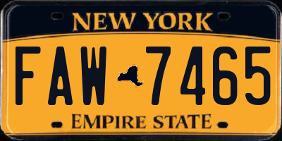 NY license plate FAW7465