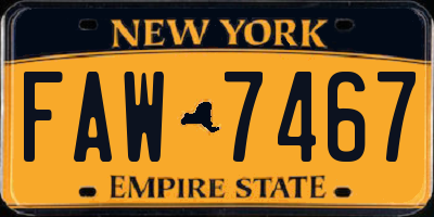 NY license plate FAW7467