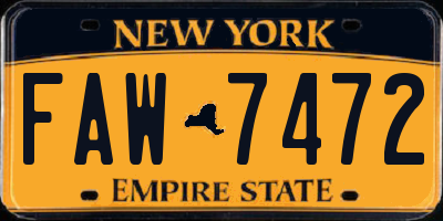 NY license plate FAW7472