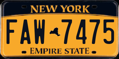 NY license plate FAW7475
