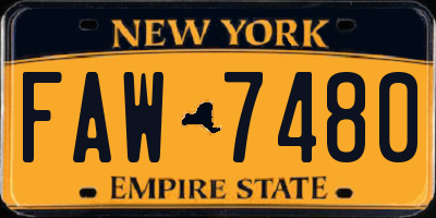 NY license plate FAW7480