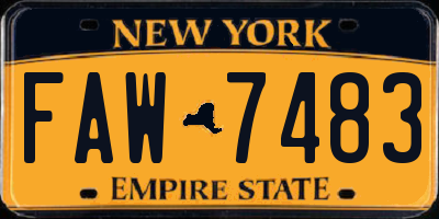 NY license plate FAW7483