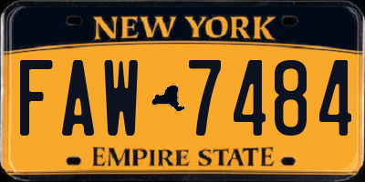 NY license plate FAW7484