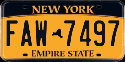 NY license plate FAW7497