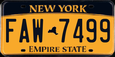 NY license plate FAW7499