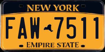 NY license plate FAW7511
