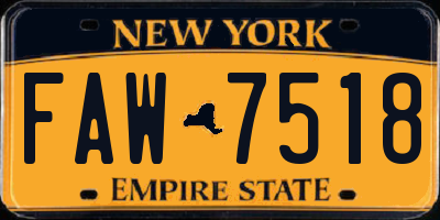 NY license plate FAW7518