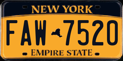 NY license plate FAW7520