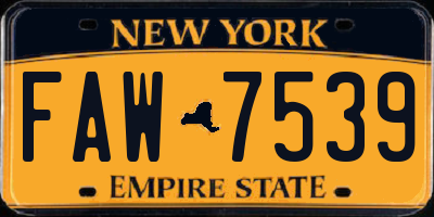 NY license plate FAW7539