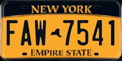 NY license plate FAW7541