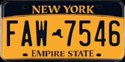 NY license plate FAW7546