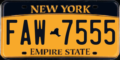 NY license plate FAW7555