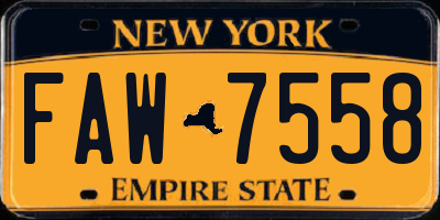NY license plate FAW7558