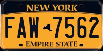 NY license plate FAW7562