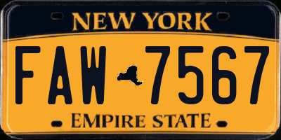 NY license plate FAW7567