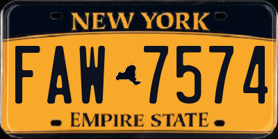NY license plate FAW7574