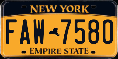 NY license plate FAW7580