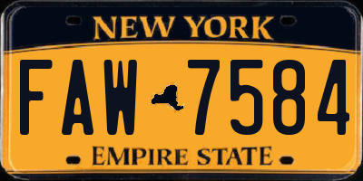 NY license plate FAW7584
