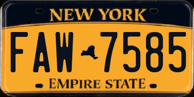 NY license plate FAW7585