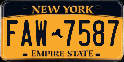 NY license plate FAW7587
