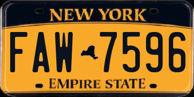 NY license plate FAW7596