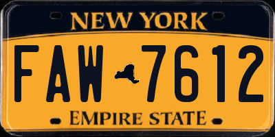 NY license plate FAW7612